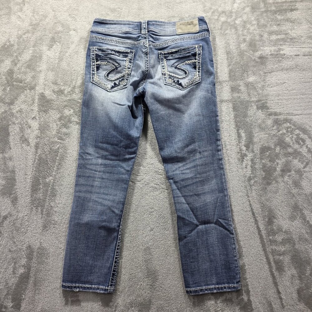 Silver Jeans Suki Capri Womens 26 Mid Rise Stretch Denim Embroidered Pockets Jea - Picture 2 of 11